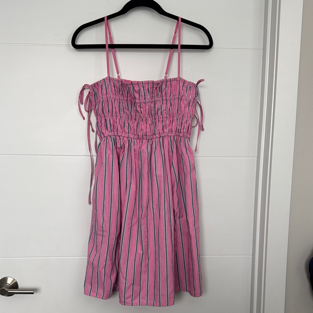 Abercrombie & Fitch Pink Striped Midi Dress